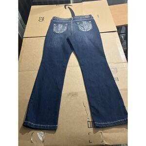 Bandolino Missy Denim Jeans Size 14, Embellished Stitched Embroidered Rhinestone